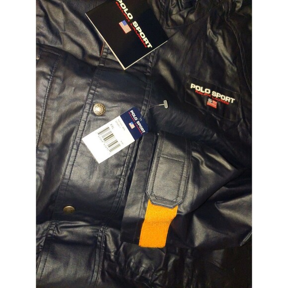 VTG NWT POLO SPORT Ralph Lauren Wet Look Black Jacket  XXL Stadium snow beach - Picture 5 of 8